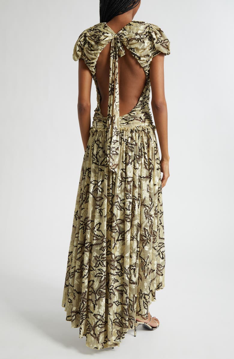 Siedrés Adeline Floral Open Back Maxi Dress, Alternate, color, Ecru/ Brown