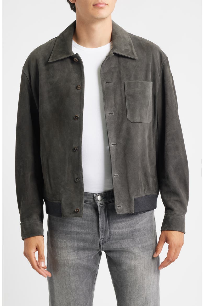 Suede Bomber Jacket, Main, color, OLD BLACK