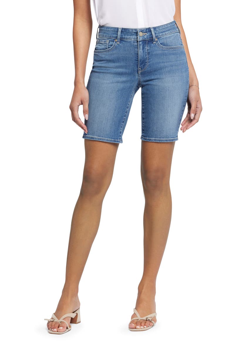Ella Side Slit Denim Shorts, Main, color, FAIRMONT