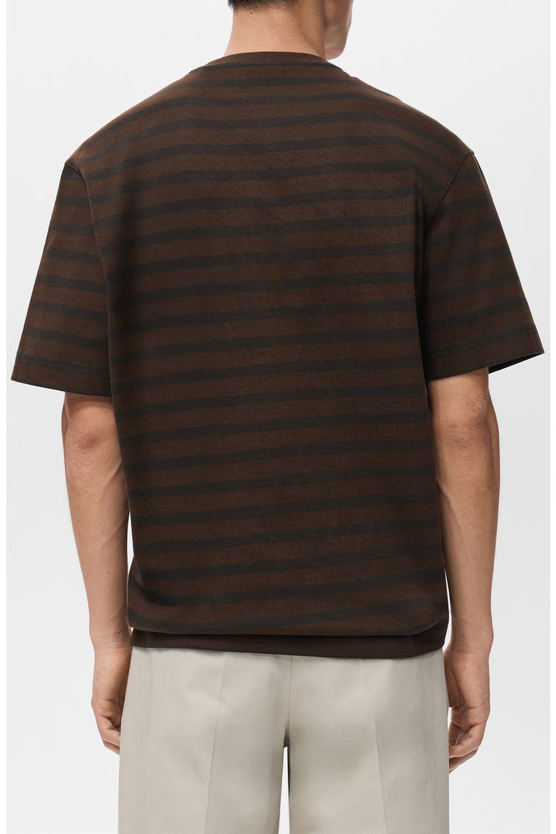 Stripe Relaxed Fit Cotton Crewneck Shirt, Alternate, color, MEDIUM BROWN