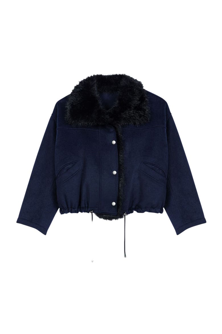 Short double-faced coat, Alternate, color, Navy