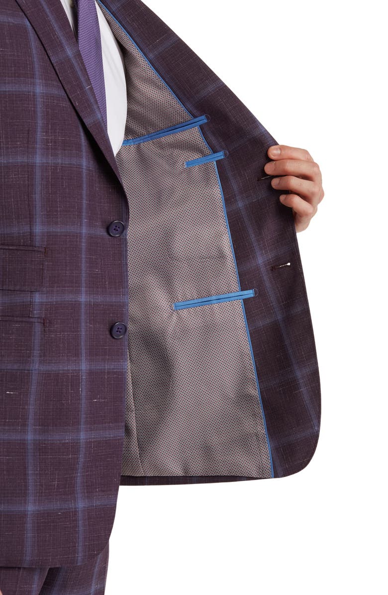 English Laundry Trim Fit Check Wool Blend Suit, Alternate, color, Purple