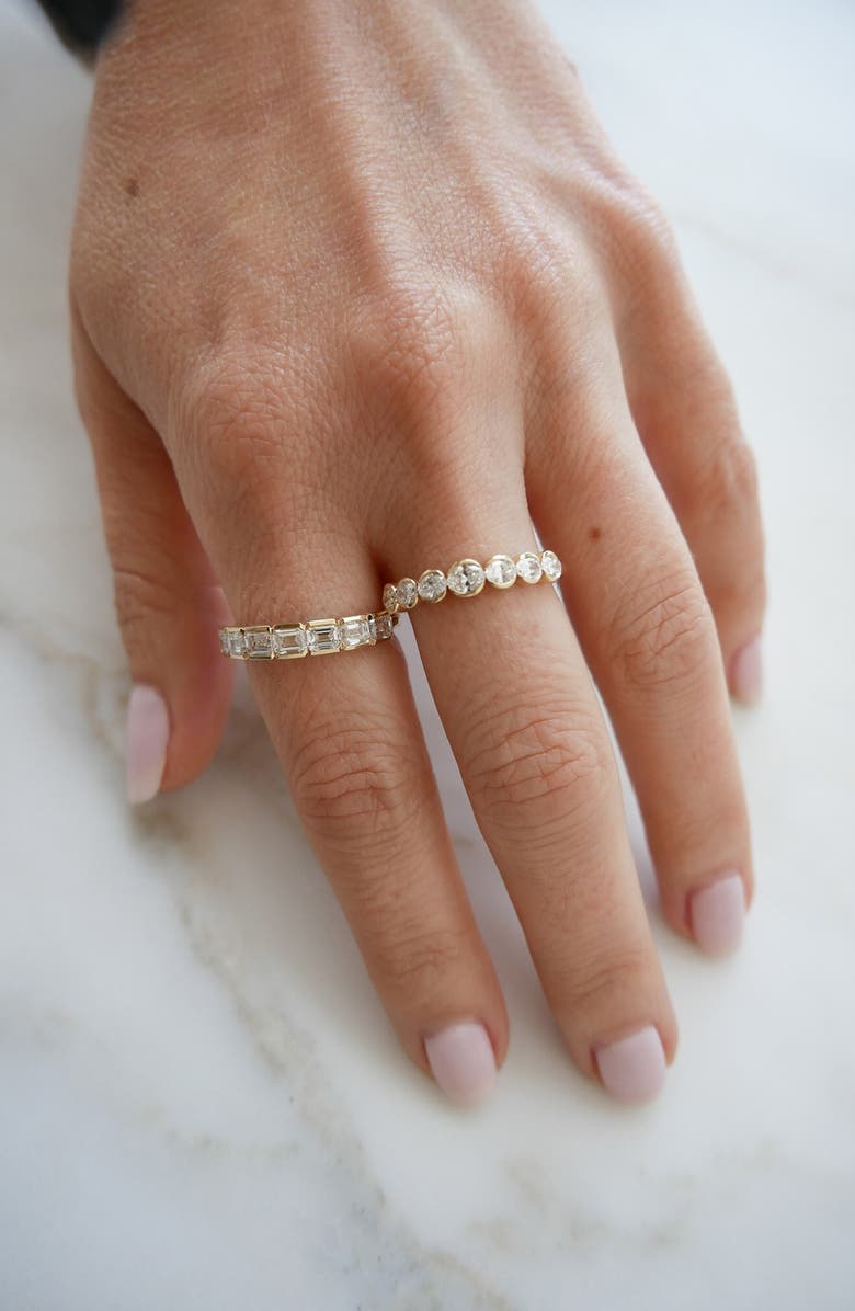 EF Collection Half Bezel Emerald-Cut Diamond Ring, Alternate, color, Gold