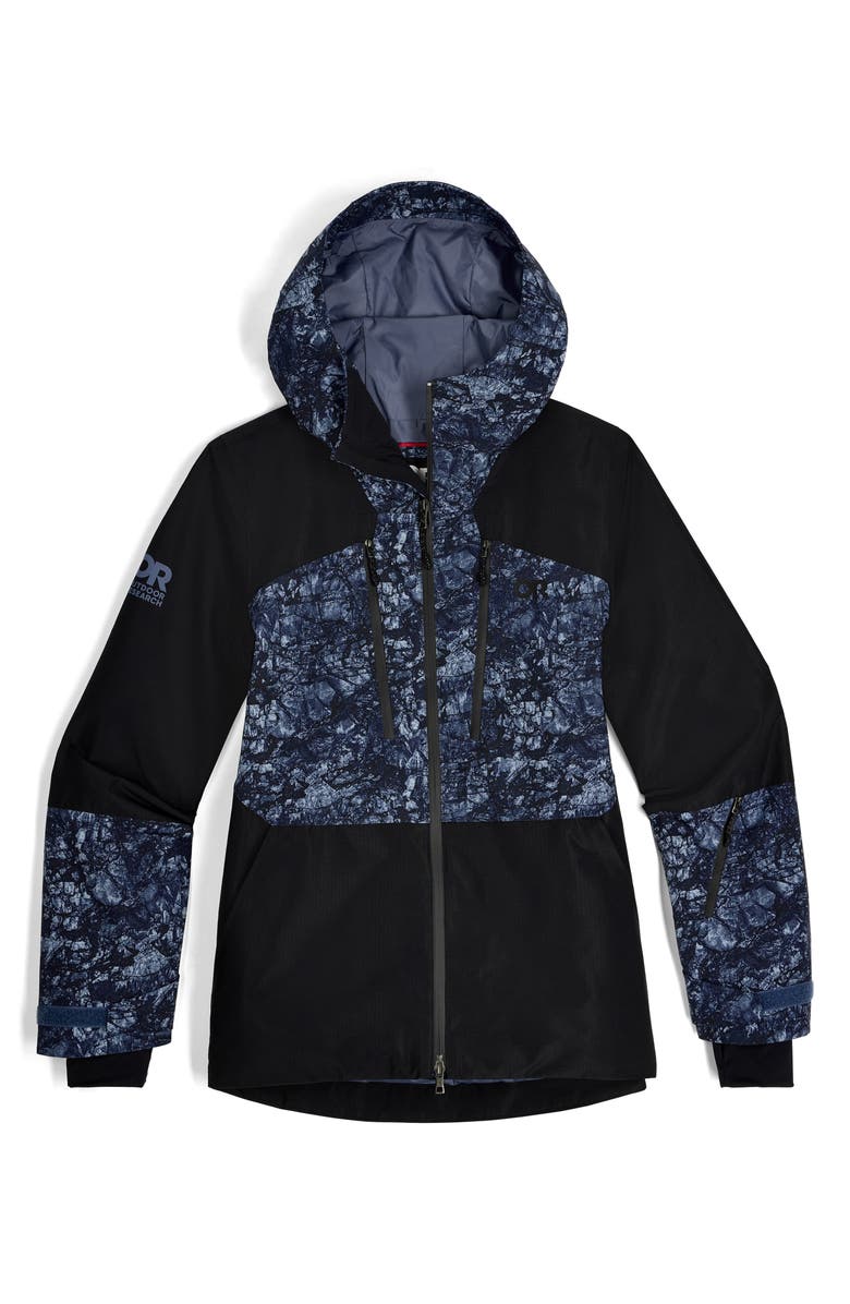 Outdoor Research Powderverse Waterproof Ski Jacket, Alternate, color, Summit Granite Print/ Black