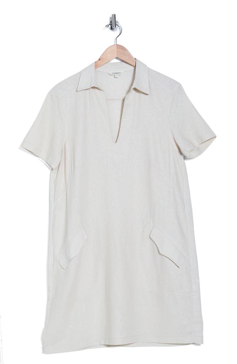 MAX STUDIO Short Sleeve Linen Blend Shift Dress, Alternate, color,