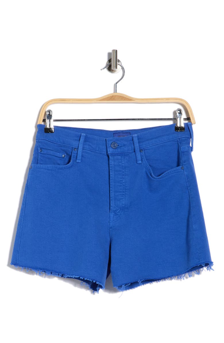 MOTHER The Skipper Frayed Shorts, Alternate, color, Cats And Dogs -Victoria Blue