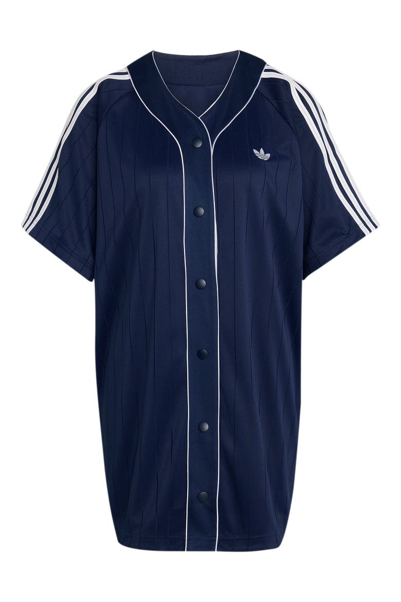 Pinstripe Baseball Minidress, Alternate, color, NIGHT INDIGO/ WHITE/ GREY TWO