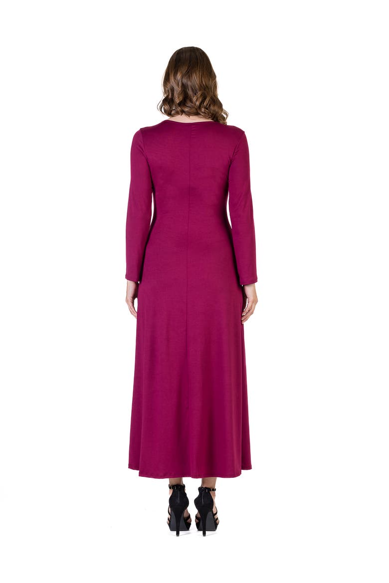 Womens Long Sleeve Maxi Dress, Alternate, color, Wine