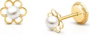 Tiny Blessings Petals and Pearls Studs Screw Back Earrings