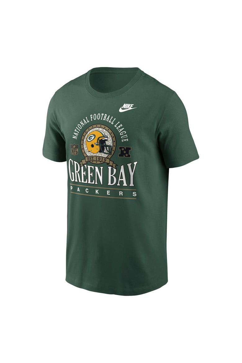 Men's Nike Green Green Bay Packers Rewind Team Spirit Essential Cotton T-Shirt, Alternate, color, Green