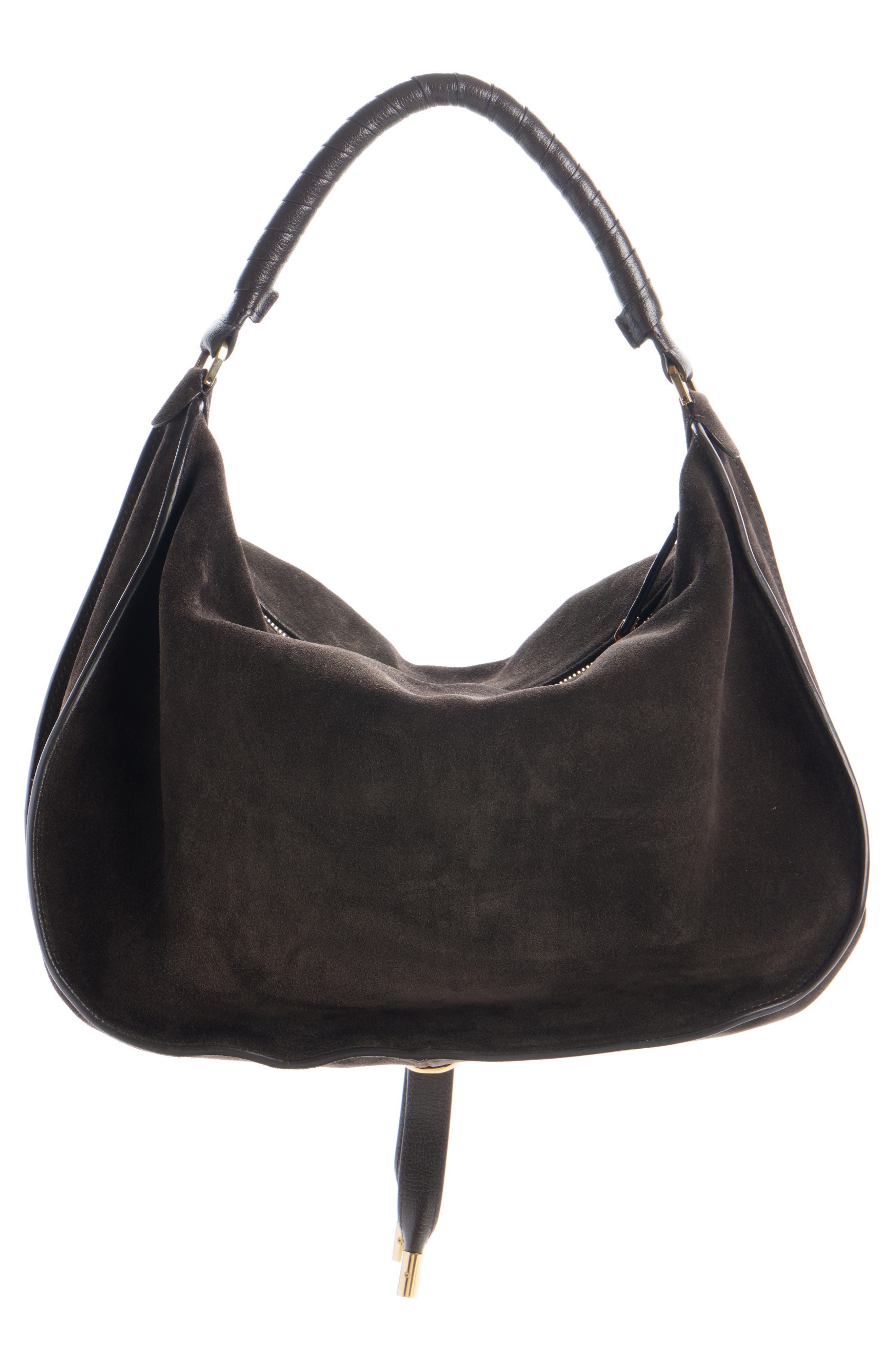 Chloé Medium Marcie Suede Shoulder Bag, Alternate, color, Kohl Brown