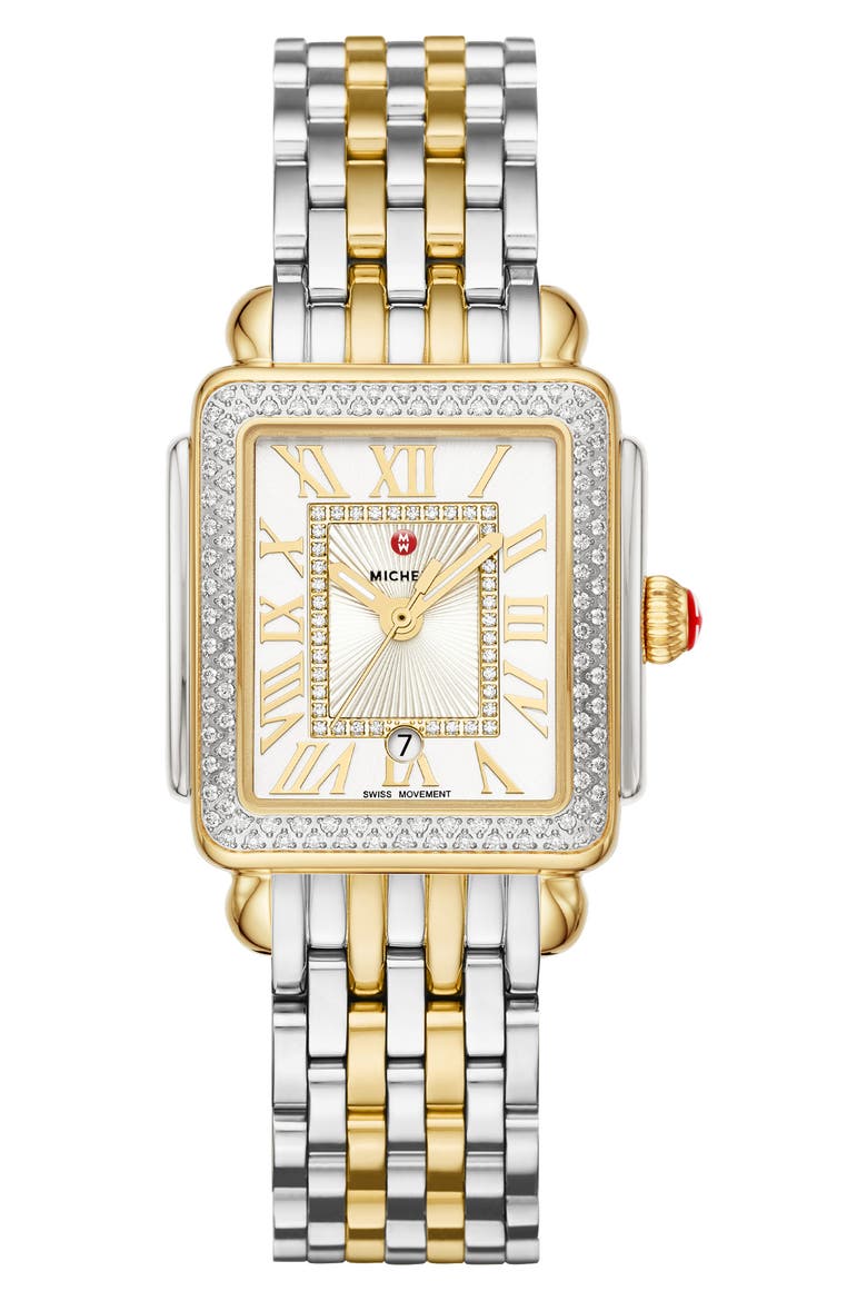 Deco Madison Mid Diamond Bracelet Watch, 29mm x 31mm, Main, color, GOLD/ SILVER