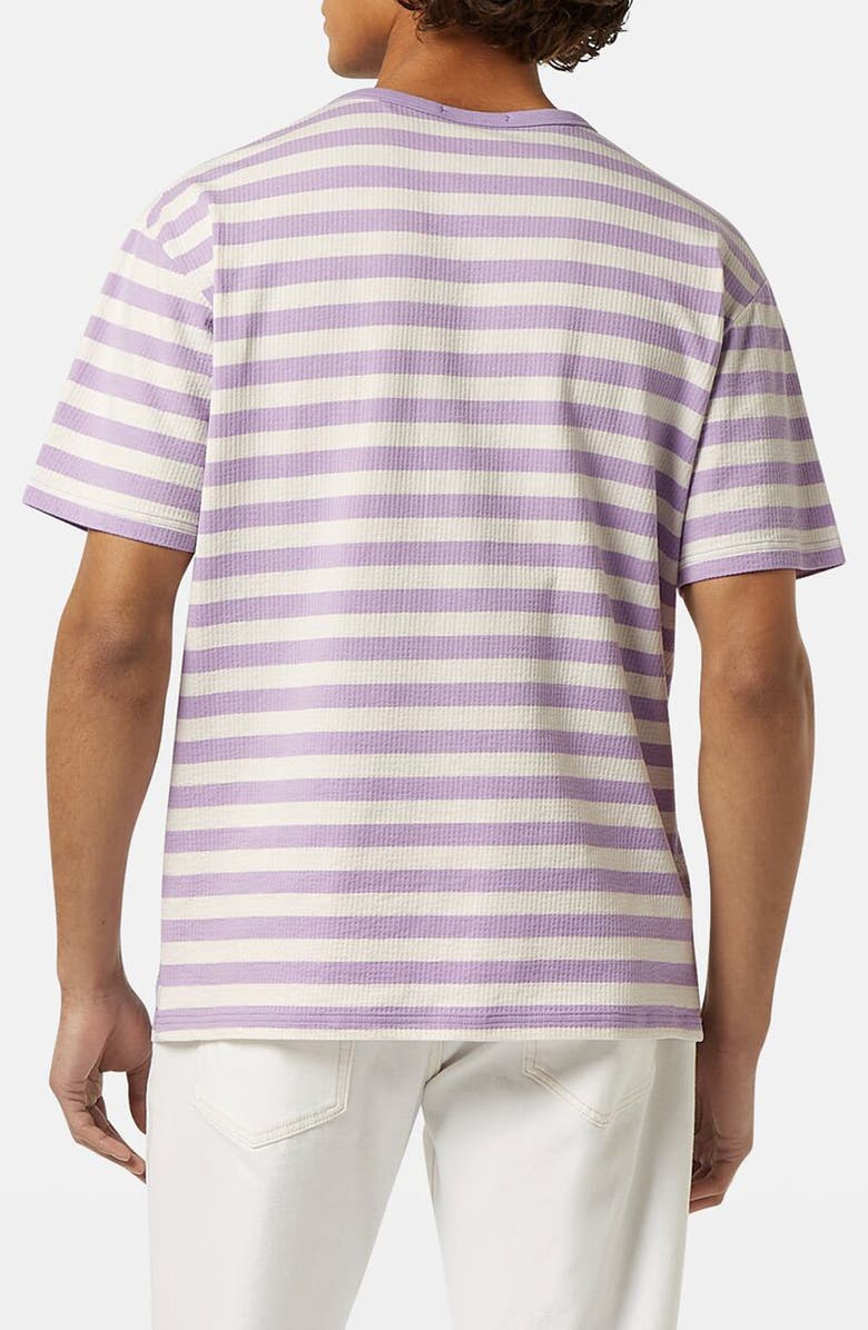 Scotch & Soda Relaxed Fit Waffle Stripe T-Shirt, Alternate, color, Bright Lavender/ Swan Stripe