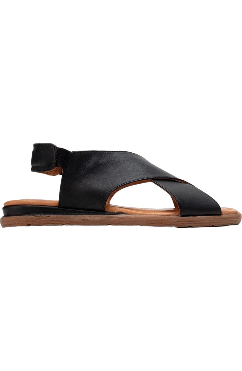 Forever & Always Shoes Broods Elastic Leather Slip On Sandals, Alternate, color, Black Leather