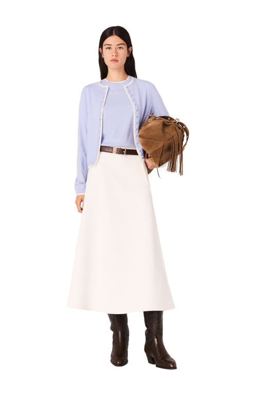 Maje Knit Embellished Cardigan In Blue