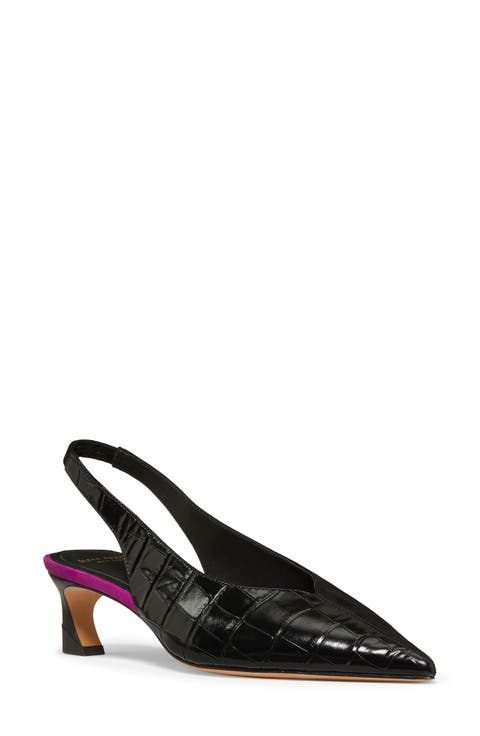 Viv Croc Embossed Slingback Pump