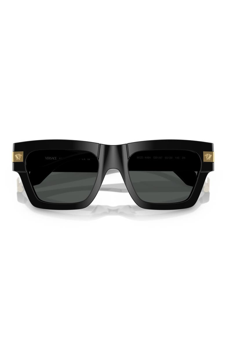 52mm Rectangular Sunglasses, Alternate, color, BLACK