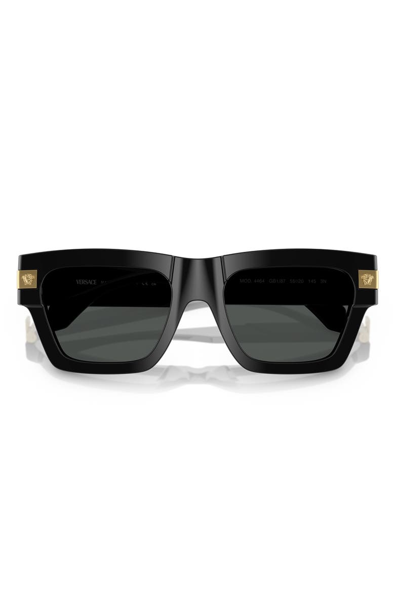 Versace 52mm Rectangular Sunglasses, Alternate, color, Black