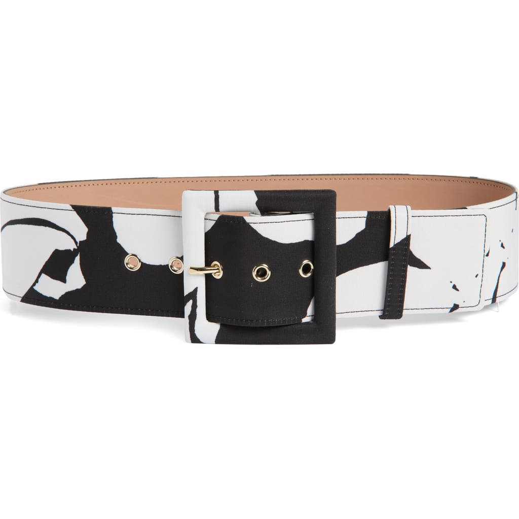 Carolina Herrera Icon Floral Print Belt In Black/white