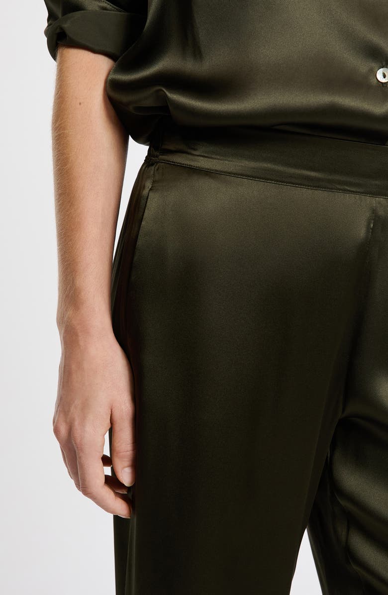 Etam Pearly Silk Straight Leg Pajama Pants, Alternate, color, Kaki