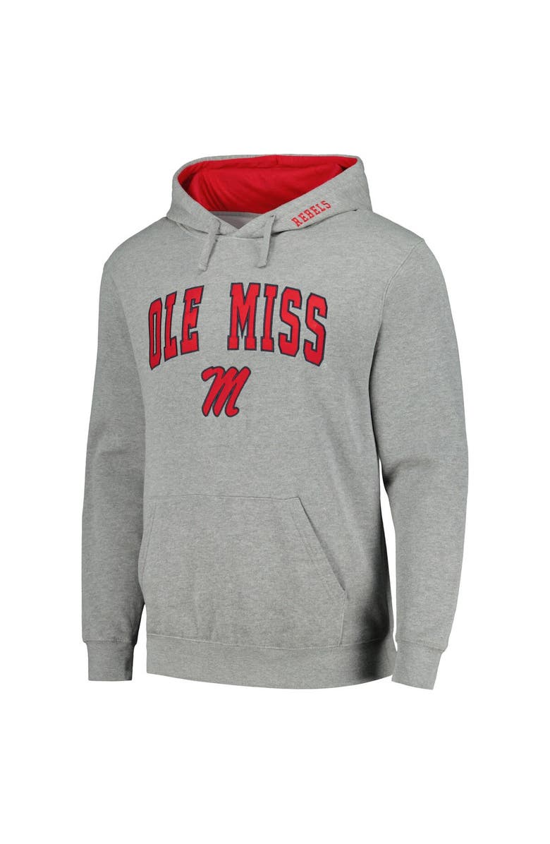 COLOSSEUM Men's Colosseum Heather Gray Ole Miss Rebels Arch & Logo 3.0 Pullover Hoodie, Alternate, color, Heather Gray