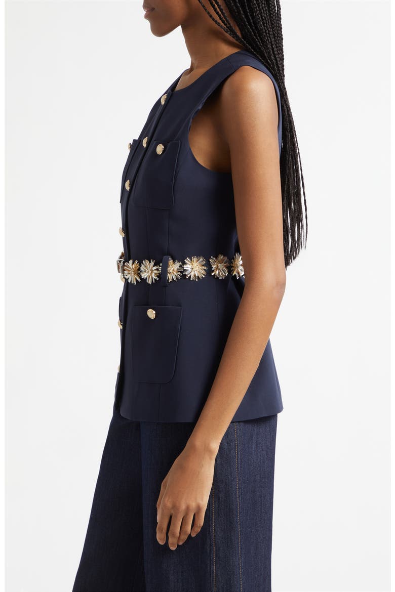 Sunflare Belted Kole Vest, Alternate, color, NAVY/CHAMPAGNE