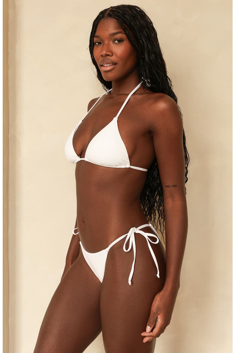 Palm Triangle Bikini Top, Alternate, color, White