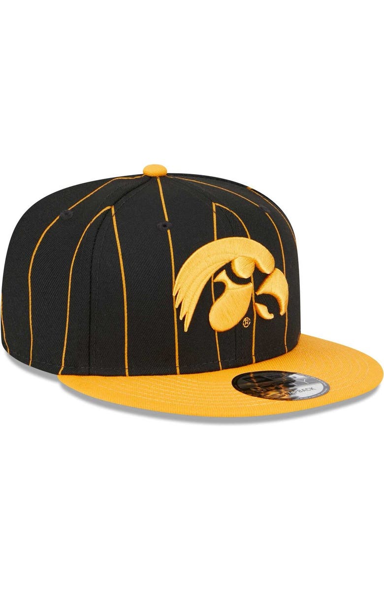 New Era Men's New Era Black/Gold Iowa Hawkeyes Vintage 9FIFTY Snapback Hat, Alternate, color, 