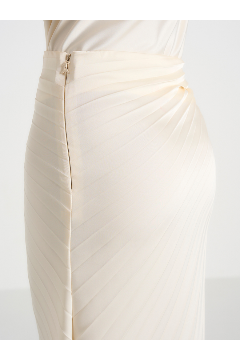 Fiona Satin Fan Pleat Maxi Skirt, Alternate, color, Ivory