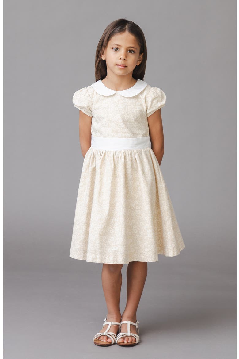 Kids' Organic Stretch Poplin Peter Pan Collar Dress, Alternate, color, Sandy Floral