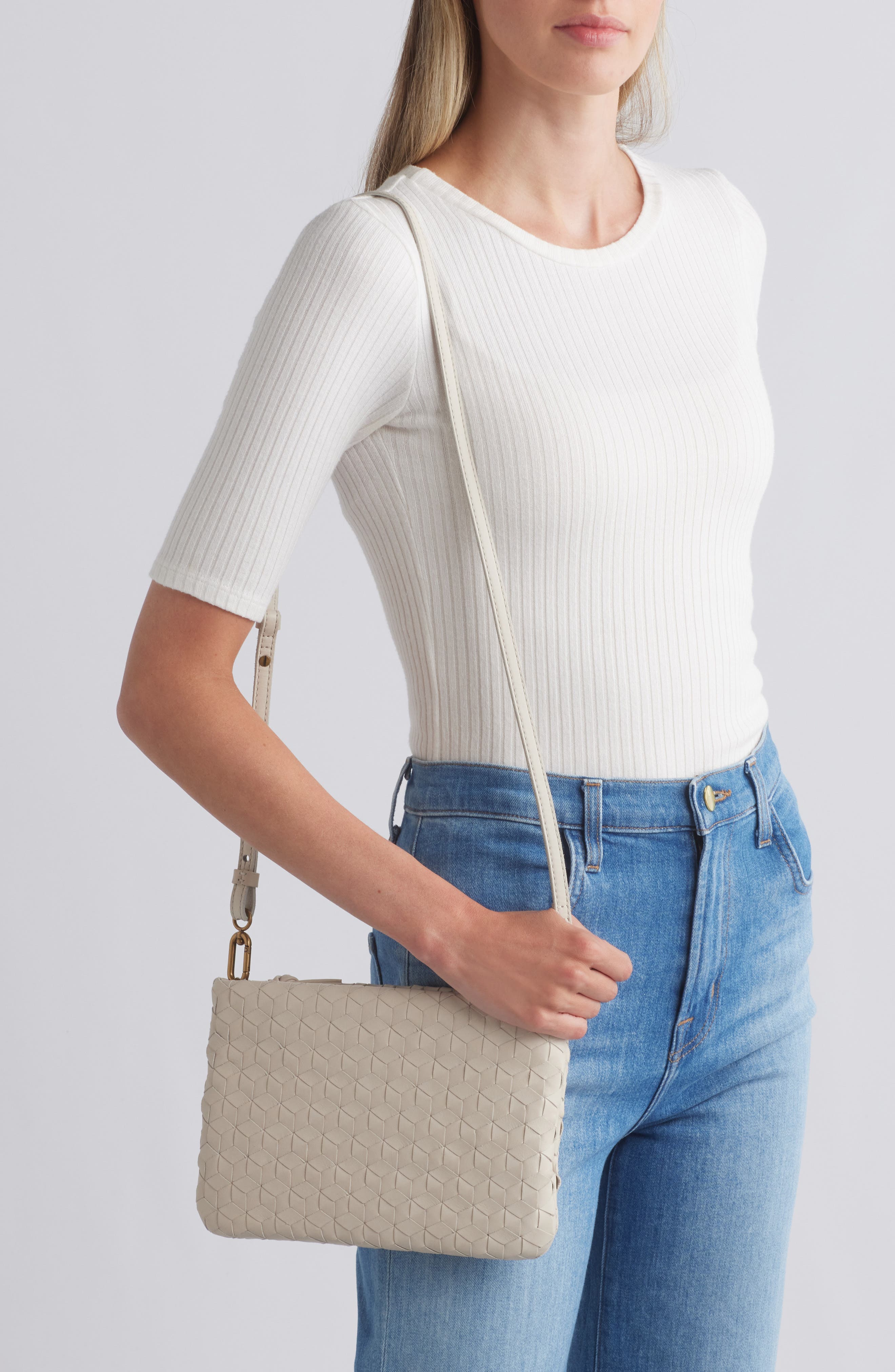 Madewell The Puff Woven Crossbody Bag, Alternate, color, Form Grey