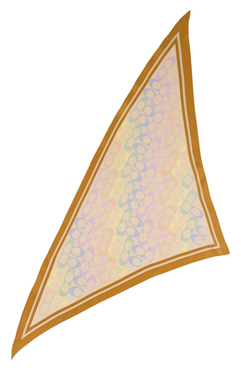 COACH Rainbow Signature C Silk Scarf, Alternate, color, Beige Multi