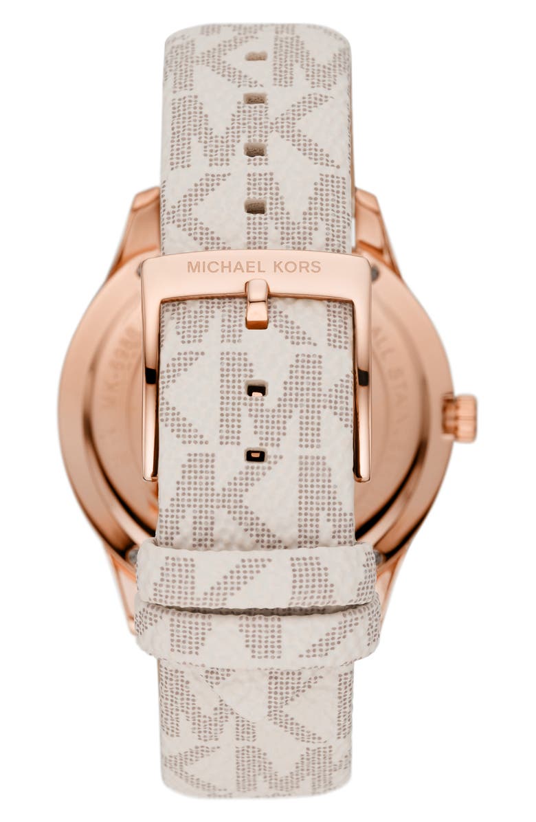 Michael Kors MICHAEL Michael Kors Runway Pavé MK Logo Canvas Strap Watch, 40mm, Alternate, color, 