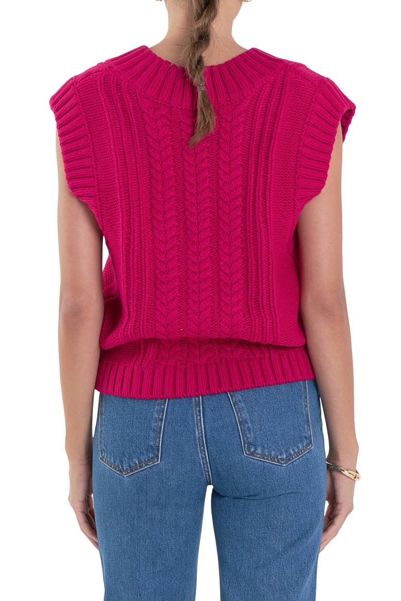 Cable Stitch Sweater Vest, Alternate, color, MAGENTA