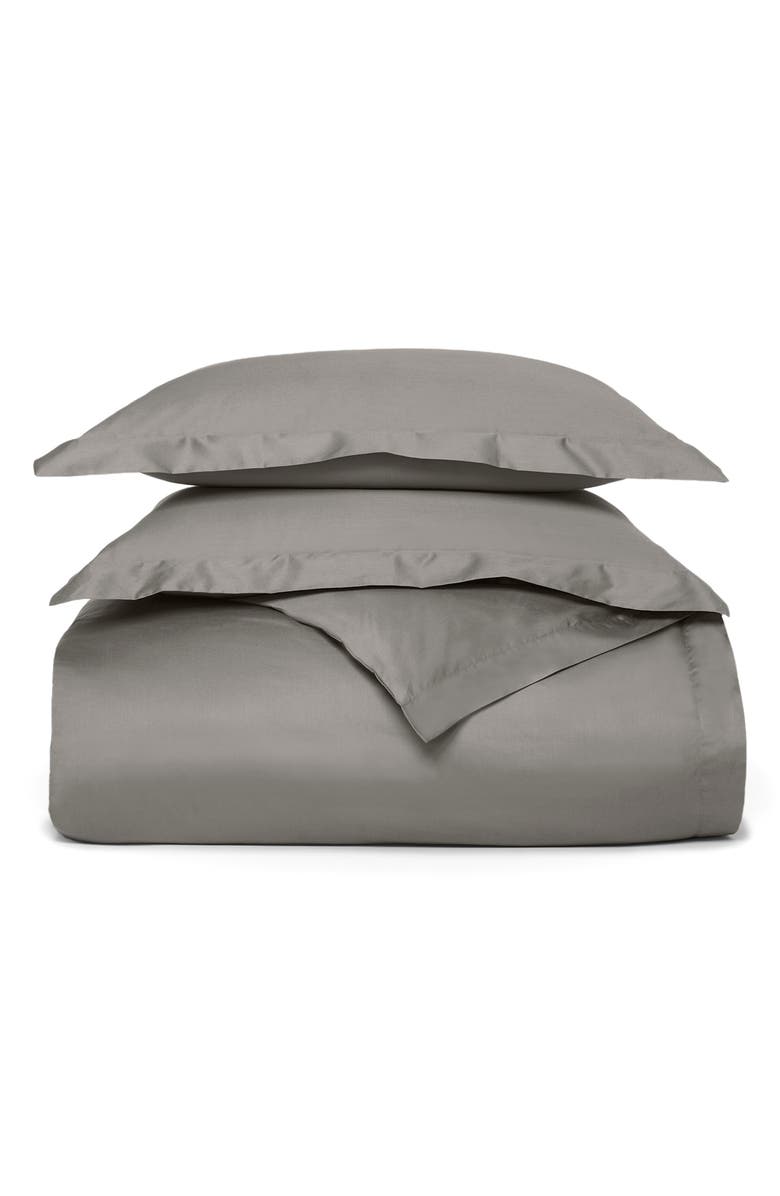 Boll & Branch Percale Hemmed 300 Thread Count Duvet Cover & Shams Set, Main, color, Stone