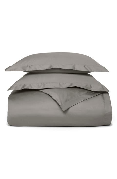 Percale Hemmed 300 Thread Count Duvet Cover & Shams Set