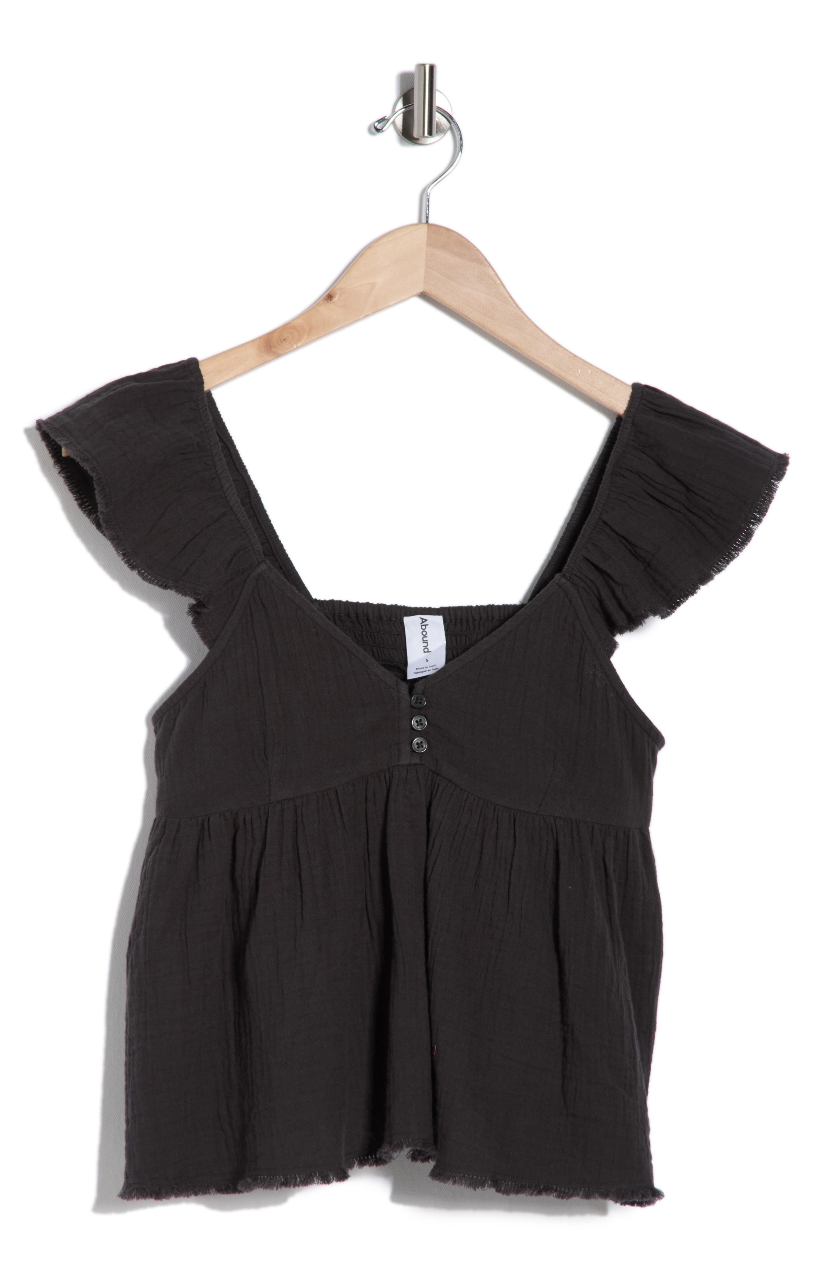 Abound Cotton Gauze Flutter Sleeve Babydoll Top