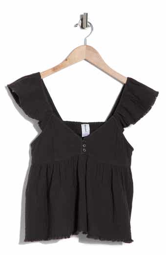 Abound Cotton Gauze Flutter Sleeve Babydoll Top