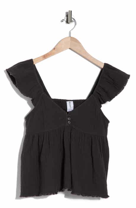 Abound Cotton Gauze Flutter Sleeve Babydoll Top