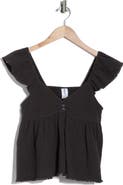 Abound Cotton Gauze Flutter Sleeve Babydoll Top