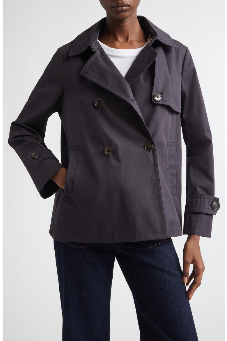 Double Breasted Hooded Short Trench Coat, Main, color, 9200 NAVY