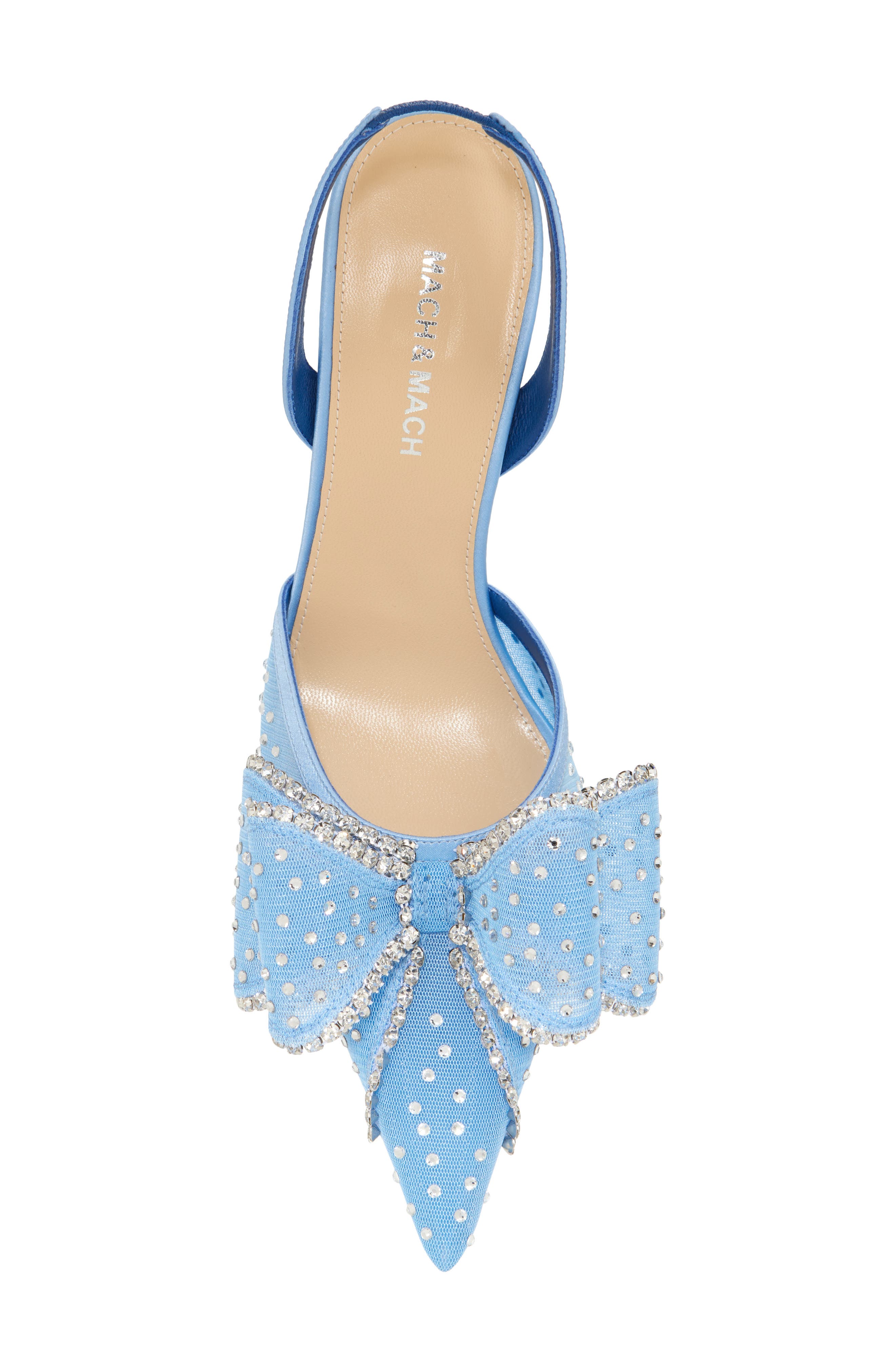Mach & Mach Le Cadeau Bow Pointed Toe Slingback Pump, Alternate, color, Sky Blue