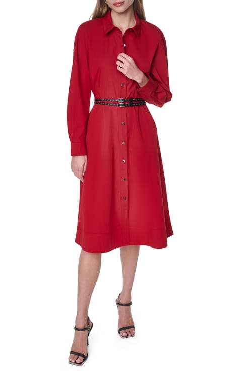 Long Sleeve Stretch Cotton Shirtdress