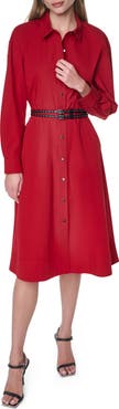 DKNY Long Sleeve Stretch Cotton Shirtdress