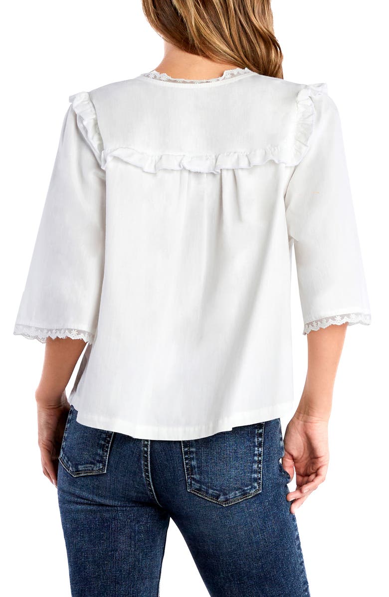 Billy T Juliet Lace & Ruffle Cotton Blend Top, Alternate, color, White