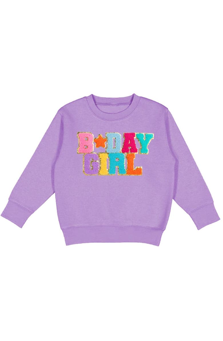 Sweet Wink Birthday Girl Patch Sweatshirt, Alternate, color, Lavender