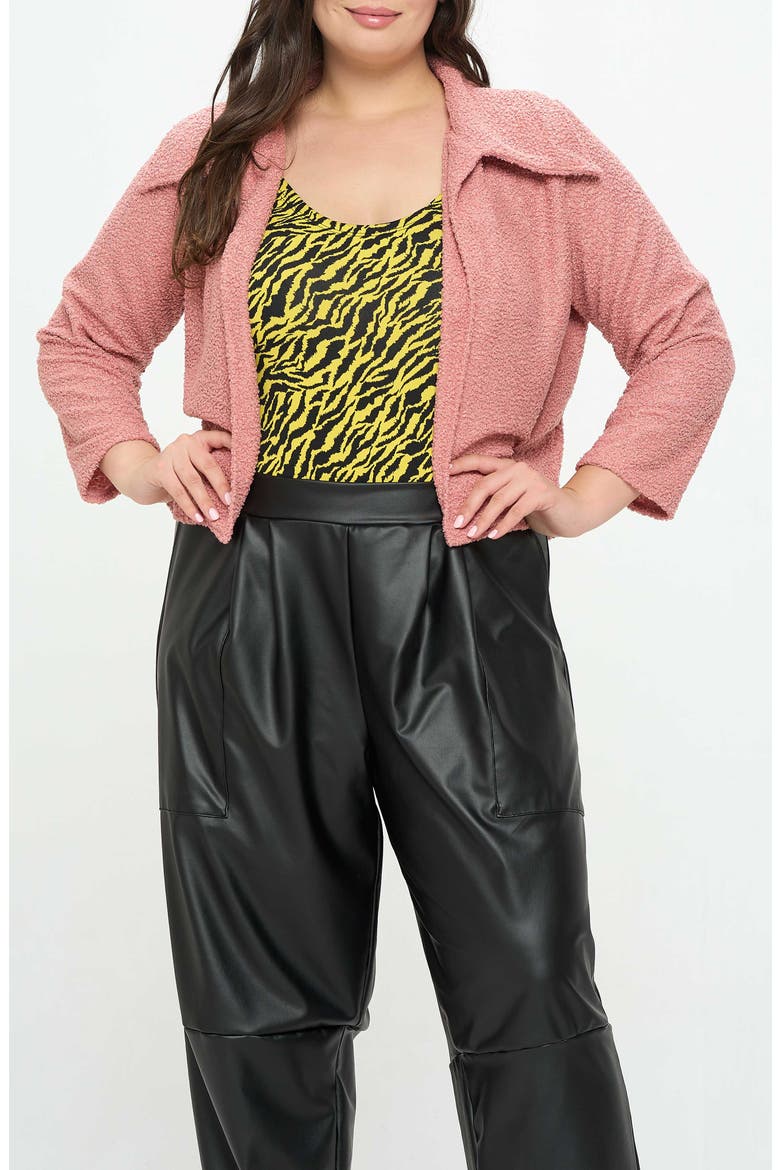 Erica Faux Shearling Crop Jacket, Alternate, color, MAUVE
