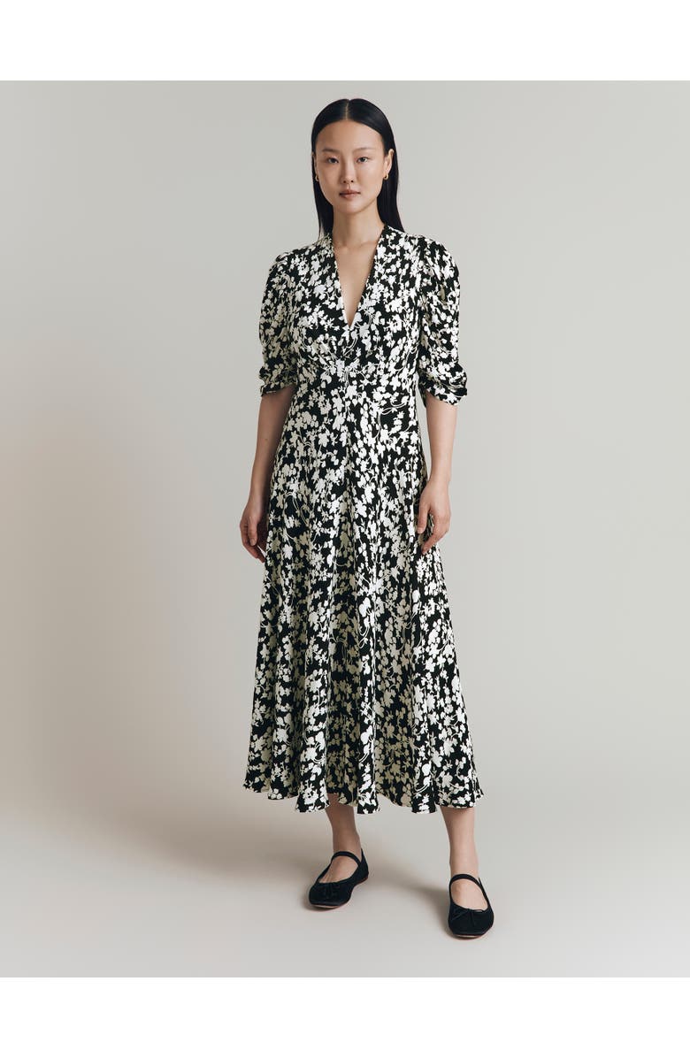 Ghost London Madi Crepe Floral Midi Dress, Main, color, Mono Floral