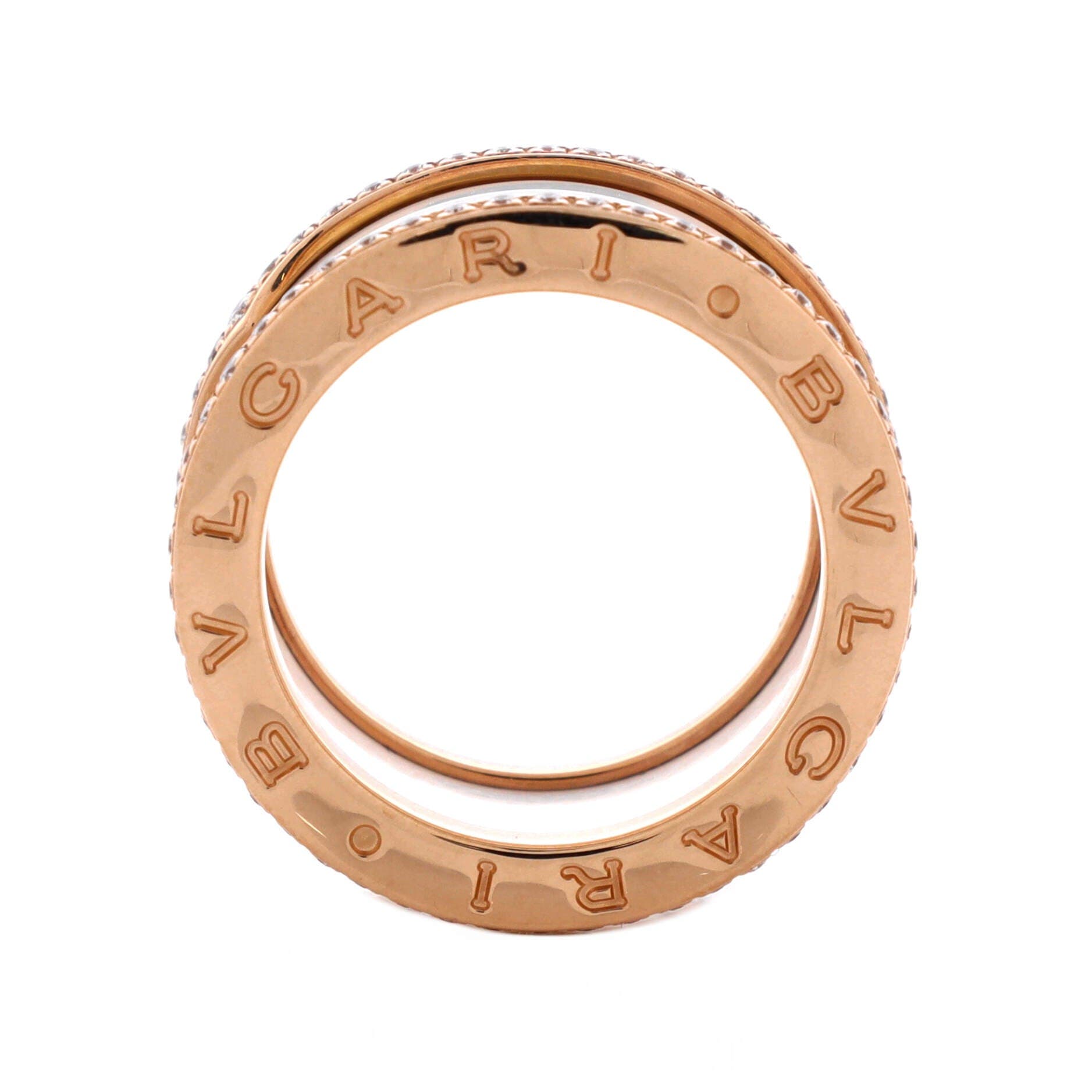 B.Zero1 Three Band Ring 18K Rose Gold and Ceramic with Diamonds, Alternate, color, Metallic Gold