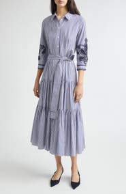 Carolina Herrera Embroidered Stripe Cotton Shirtdress